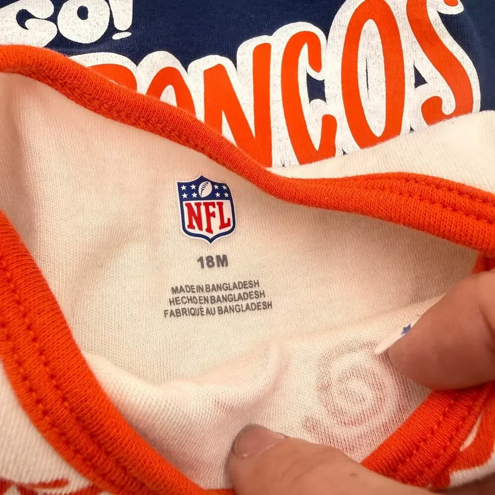 NFL Denver Broncos Football Set of 3 Onsie Outfits Size 18 Months
